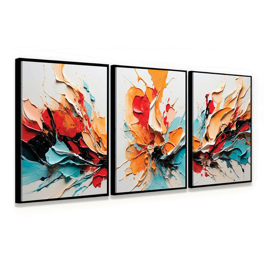Decorative Wall Art Set of 3 Canvases, Discipline, Color Splash